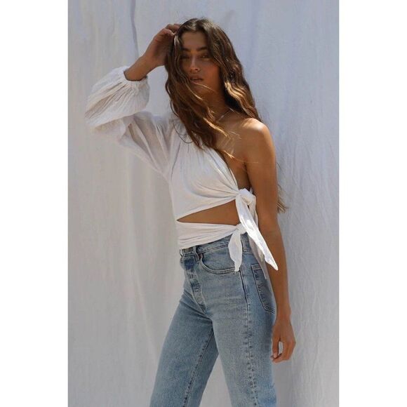 NWT FREE PEOPLE X JEN’S PIRATE BOOTY Sz M GRAFFITI BRIDGE TOP IN WASHED BLACK - Picture 4 of 5